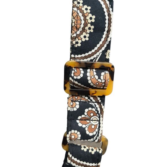 Vera Bradley Crossbody Bag Cafe Latte Retired Print Brown Black Paisley Floral - Picture 4 of 6